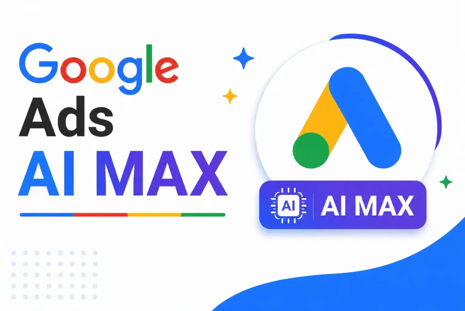 The Google Ads logo next to the words AI MAX in blue and purple