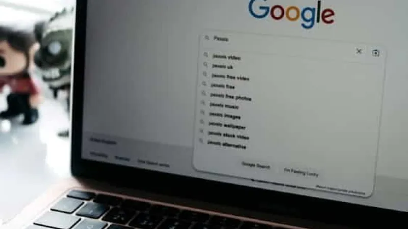 Laptop screen showing a Google page used for keyword research