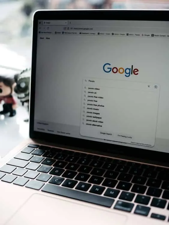 Laptop screen showing a Google page used for keyword research