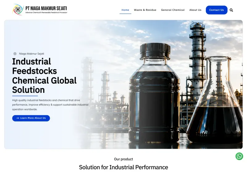 Tampilan website PT Niaga Makmur Sejati