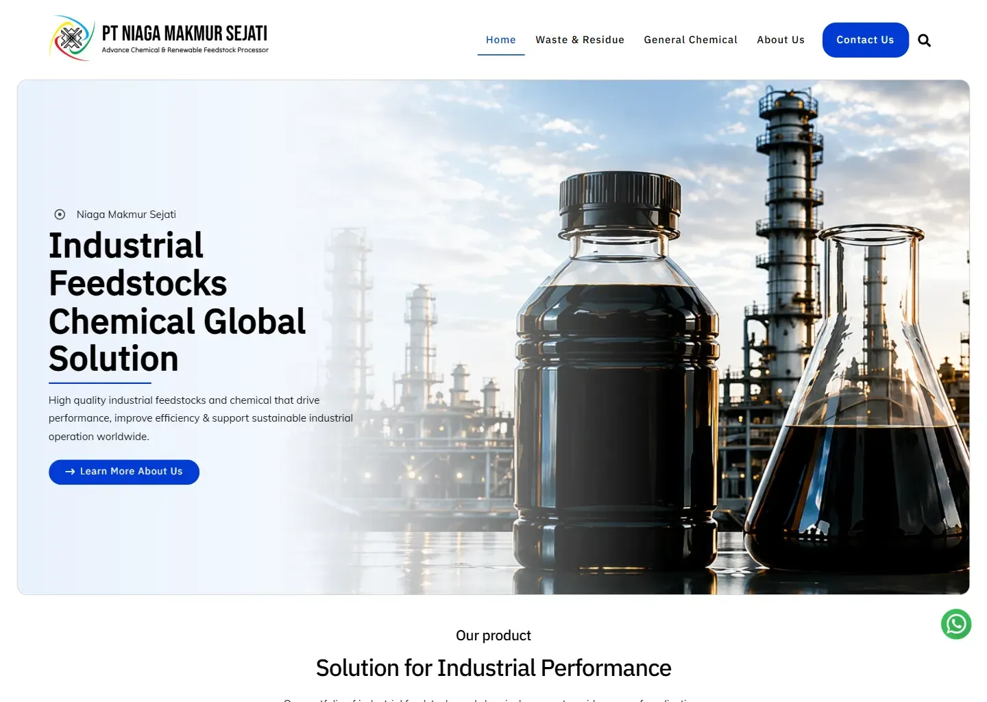 Tampilan website PT Niaga Makmur Sejati