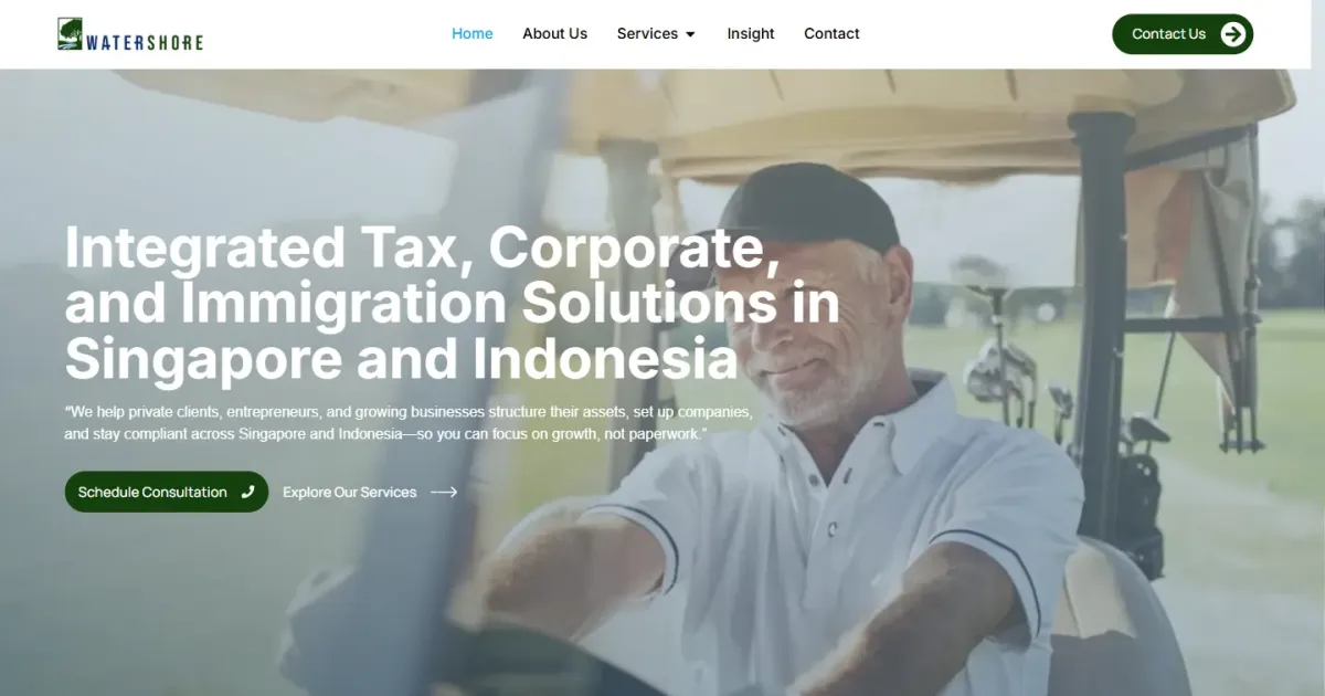 Tampilan website Watershore
