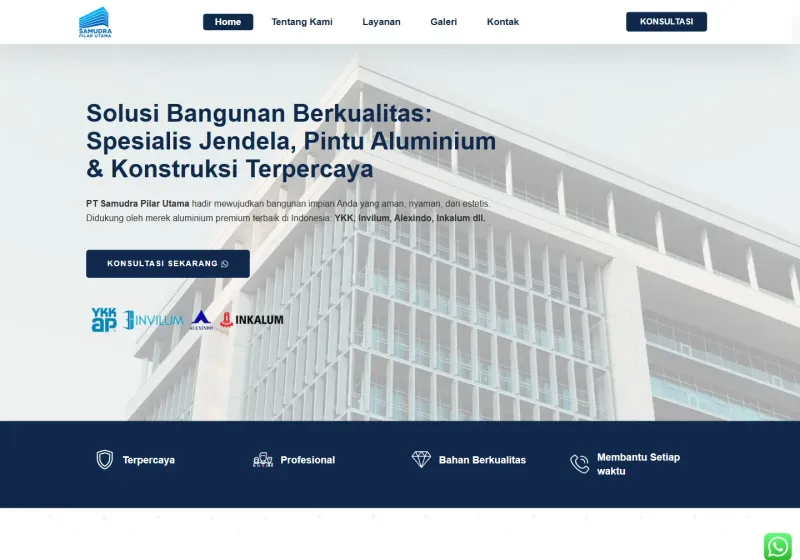 Screenshot of the PT Samudra Pilar Utama website