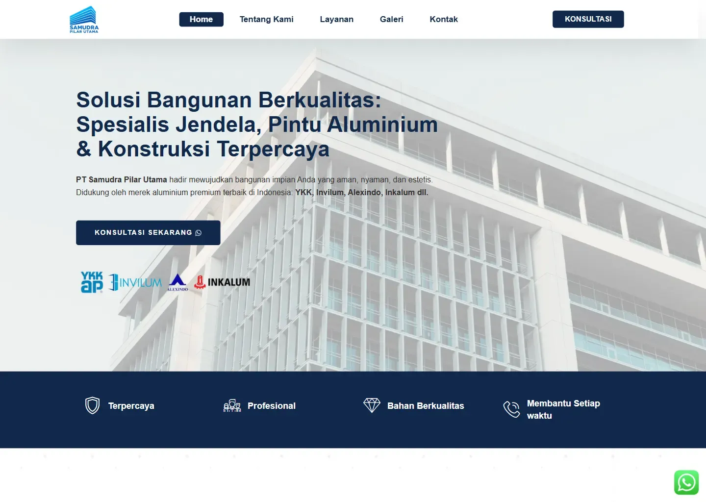 Screenshot of the PT Samudra Pilar Utama website