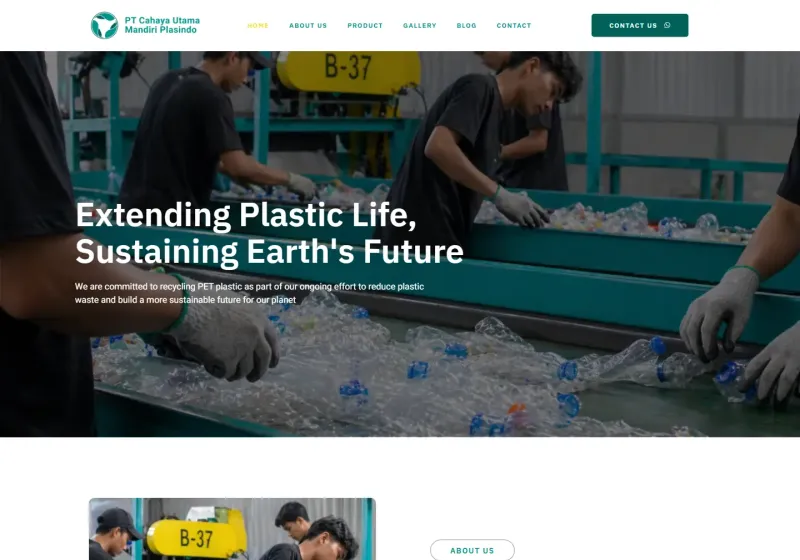 Screenshot of the PT Cahaya Utama Mandiri Plasindo website