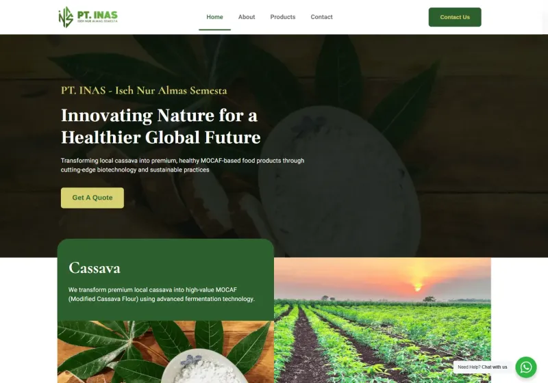 Screenshot of the PT INAS (Iseh Nur Almas Semesta) website