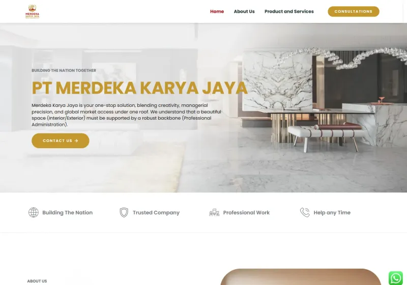 Screenshot of the PT Merdeka Karya Jaya website
