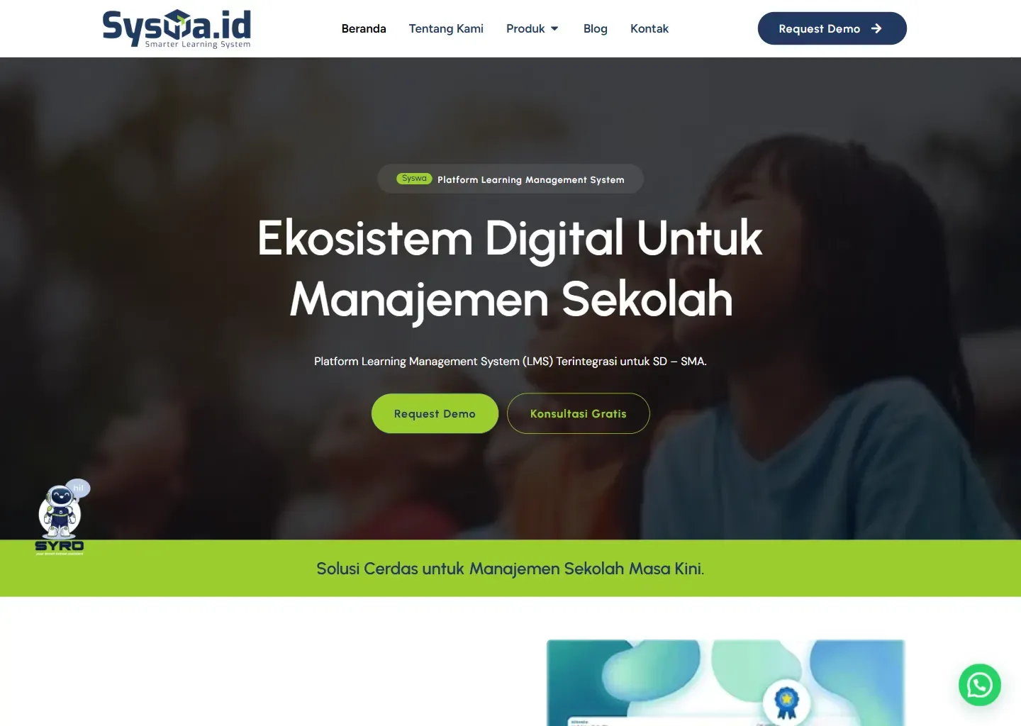 Tampilan website Syswa