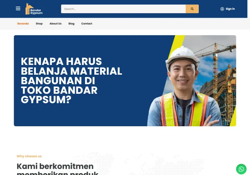 Screenshot of the Bandar Gypsum Jakarta website