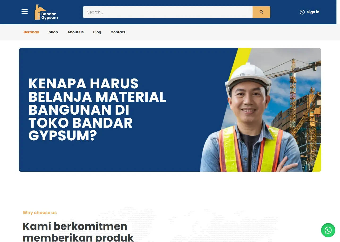 Screenshot of the Bandar Gypsum Jakarta website