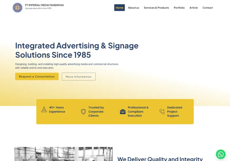 Screenshot of the PT Imperial Media Panenmas website
