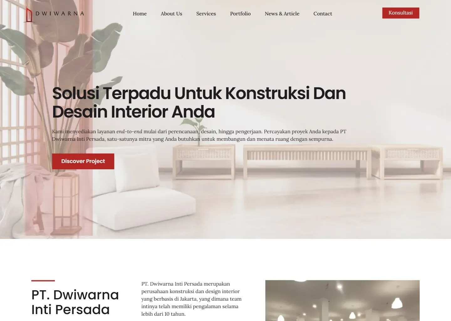Screenshot of the PT Dwiwarna Inti Persada website