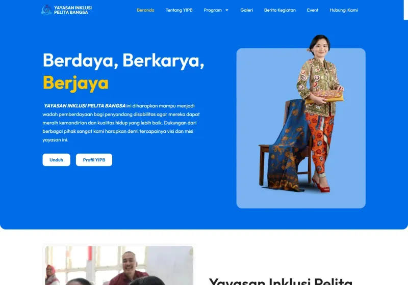 Tampilan website Yayasan Inklusi Pelita Bangsa