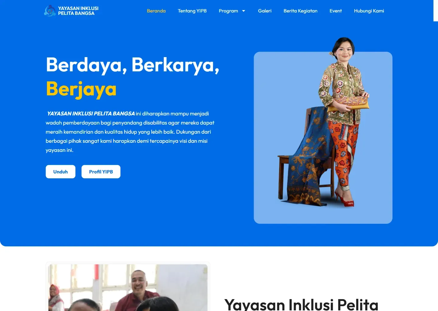 Screenshot of the Yayasan Inklusi Pelita Bangsa website