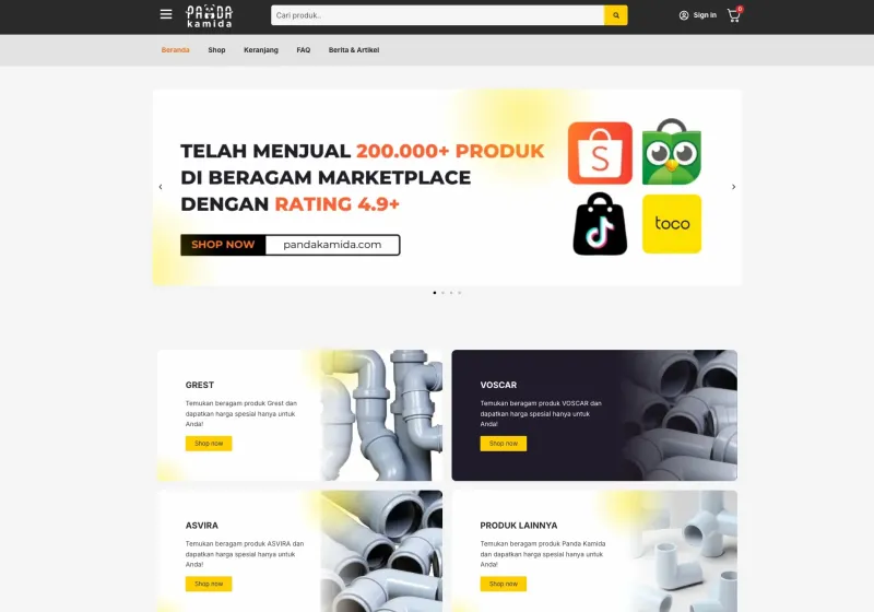 Screenshot of the Panda Kamida website