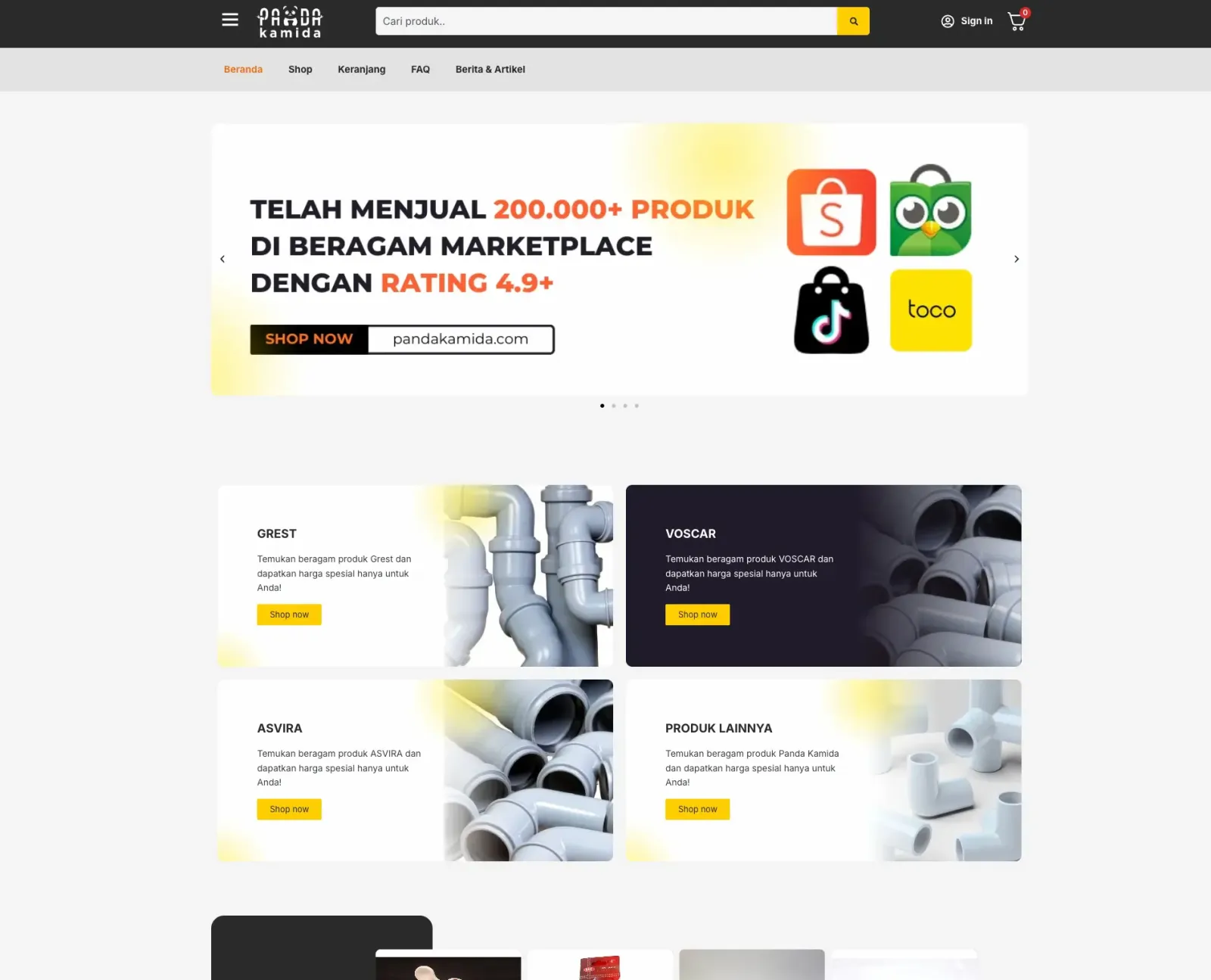 Tampilan website Panda Kamida