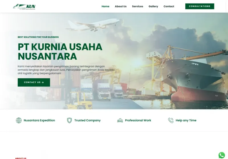 Screenshot of the PT Kurnia Usaha Nusantara website