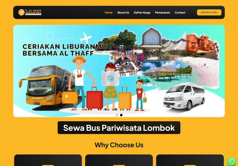 Screenshot of the Al Thaff Transport (Bus Lombok) website
