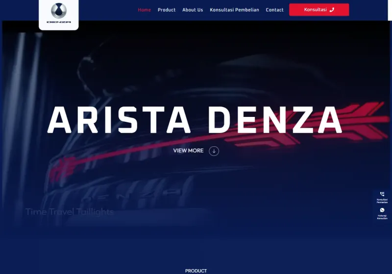 Tampilan website Arista Denza