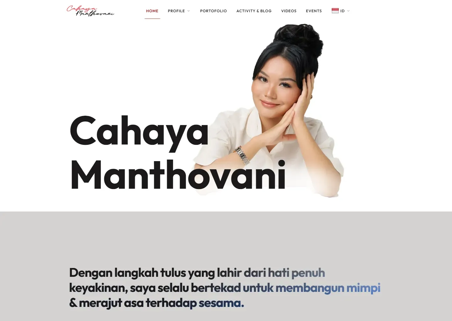Screenshot of the Cahaya Manthovani website
