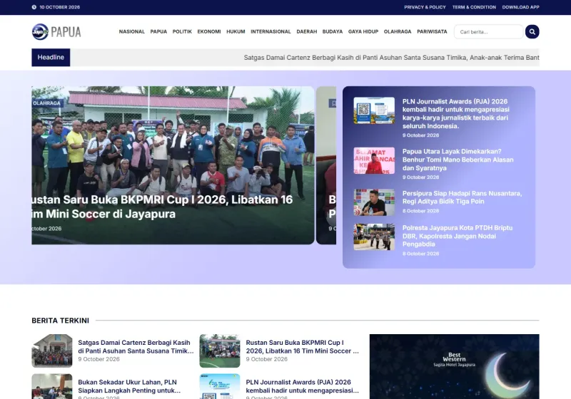Screenshot of the JayaTV Papua website