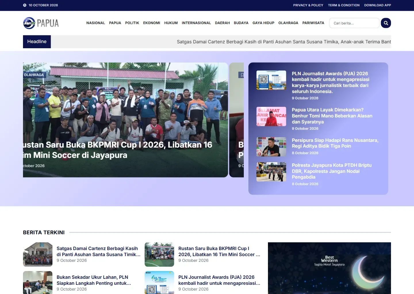 Screenshot of the JayaTV Papua website
