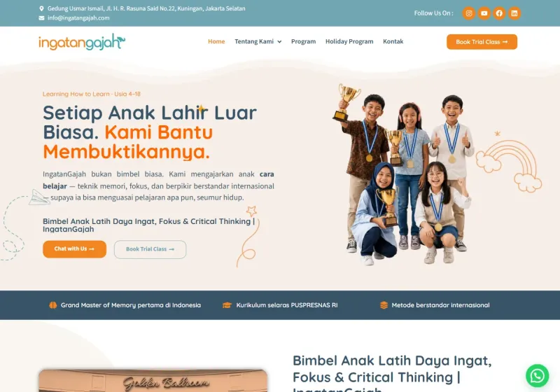 Screenshot of the IngatanGajah website