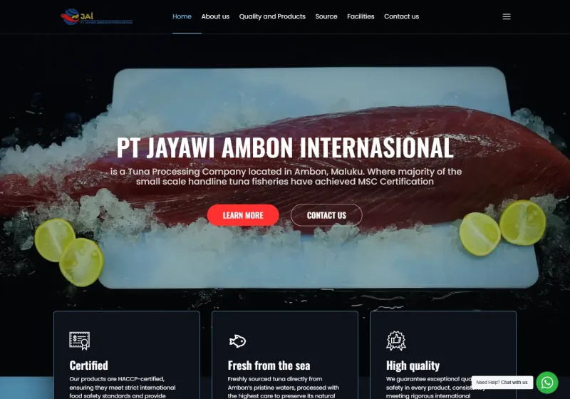 Screenshot of the PT Jayawi Ambon Internasional website