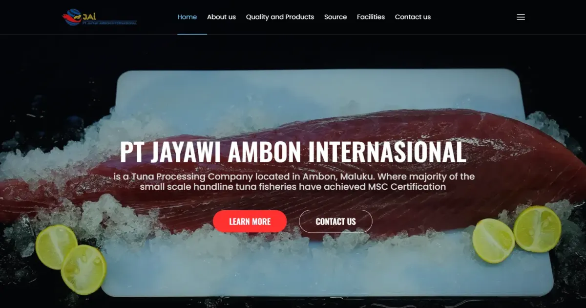 Tampilan website PT Jayawi Ambon Internasional