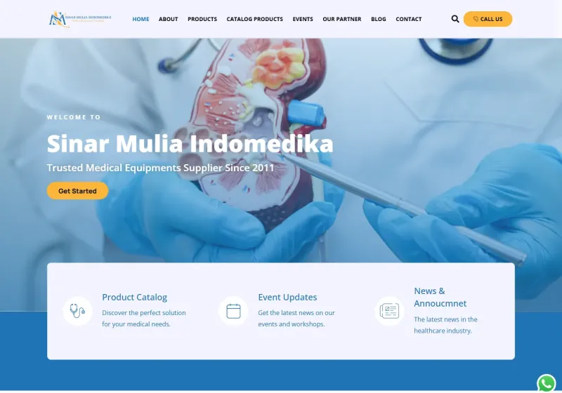 Screenshot of the PT Sinar Mulia Indomedika website