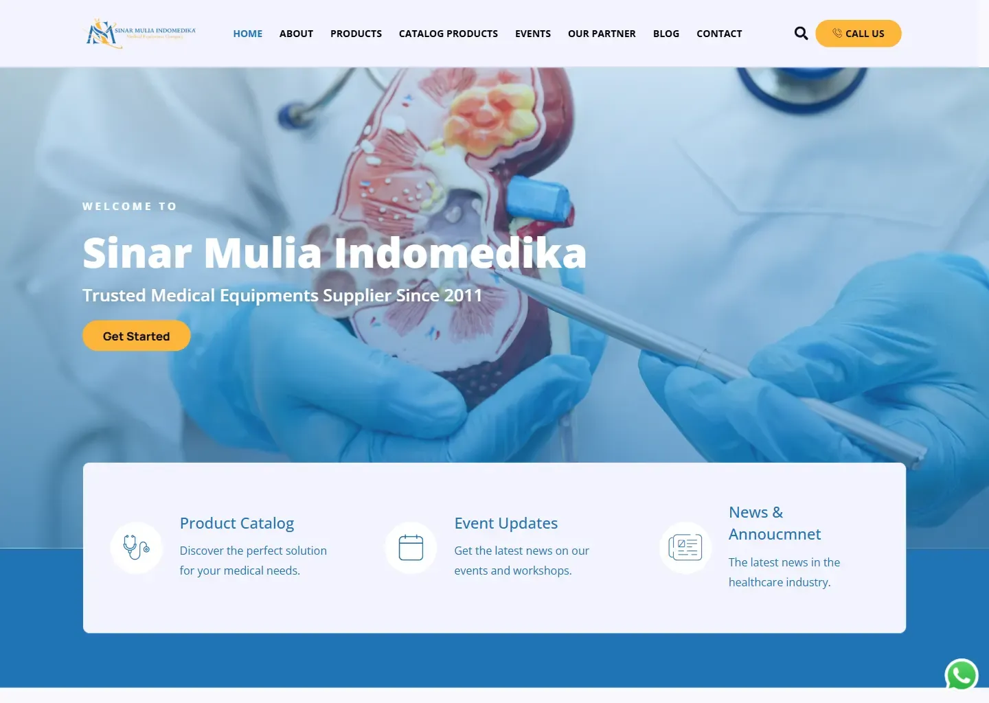 Screenshot of the PT Sinar Mulia Indomedika website