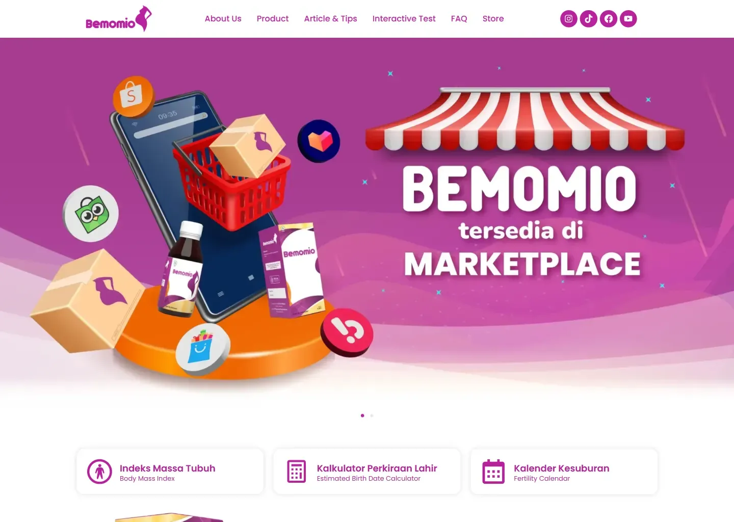 Tampilan website Bemomio