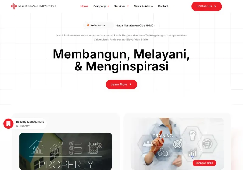 Screenshot of the PT Niaga Manajemen Citra (NMC) website
