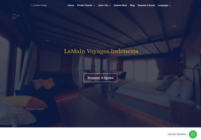 Tampilan website LaMaIn Voyages Indonesia