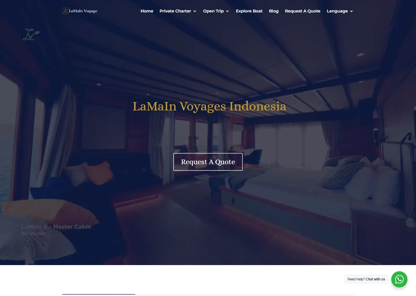 Screenshot of the LaMaIn Voyages Indonesia website