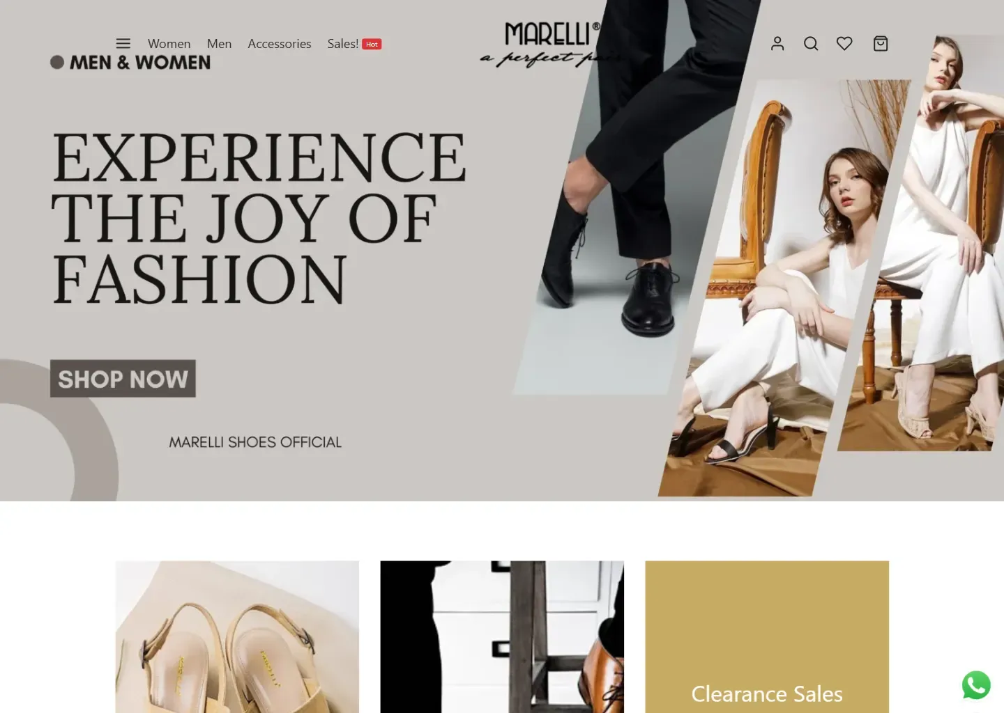 Tampilan website Marelli Shoes