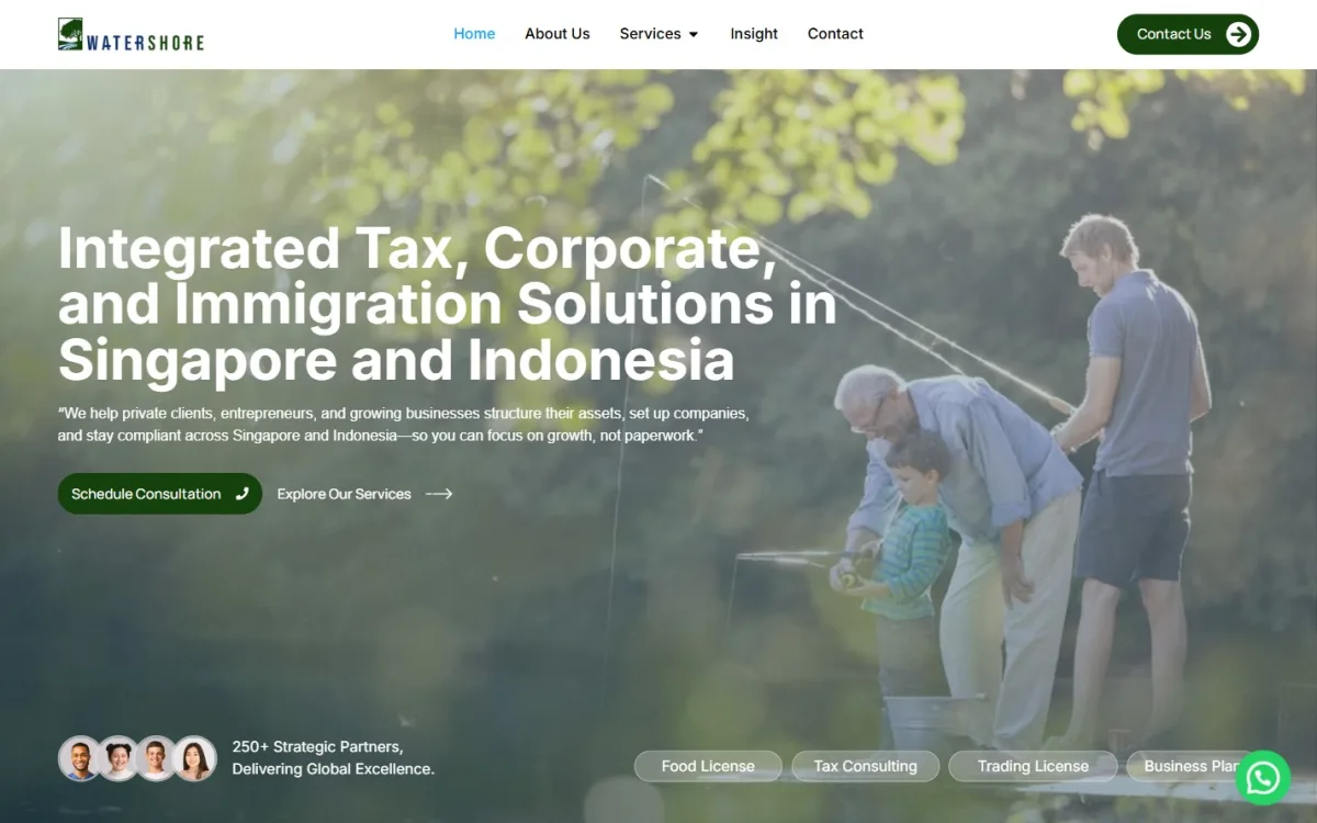 Tampilan website Watershore