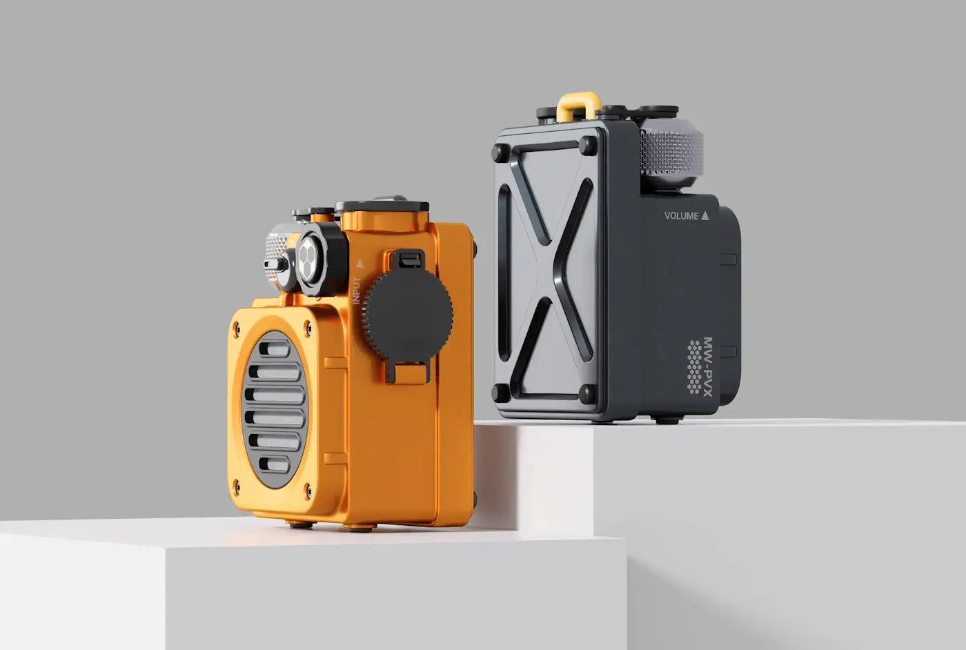 A 3D render of a speaker on a podium